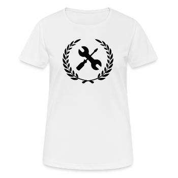 Tool logo for tinkerer in laurel wreath - Women's Breathable T-Shirt - white - Front - AI Model Female 172 dark (172cm)