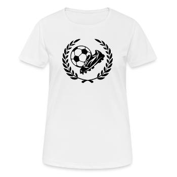 Ballon de football et chaussure de football en couronne de laurier - T-shirt respirant Femme - blanc - Devant - AI Model Female 172 dark (172cm)