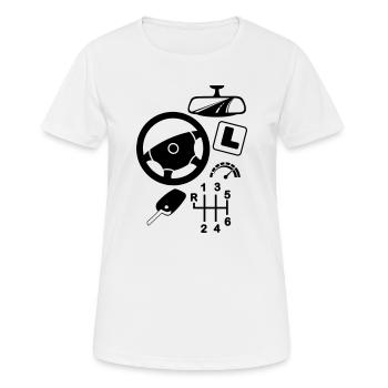 logo Moniteur de conduite automobile - T-shirt respirant Femme - blanc - Devant - AI Model Female 172 dark (172cm)