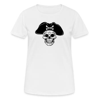 Chapeau de pirate crâne - T-shirt respirant Femme - blanc - Devant - AI Model Female 172 dark (172cm)