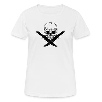 Skull skull crossed with two knives - Women's Breathable T-Shirt - white - Front - AI Model Female 172 dark (172cm)