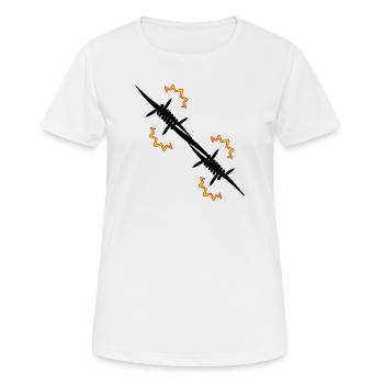 Elektrozaun Stacheldraht - Frauen T-Shirt atmungsaktiv - Weiß - Vorne - AI Model Female 172 dark (172cm)