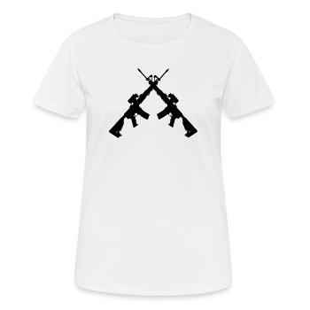 Deux Colt C7 croisés - T-shirt respirant Femme - blanc - Devant - AI Model Female 172 dark (172cm)