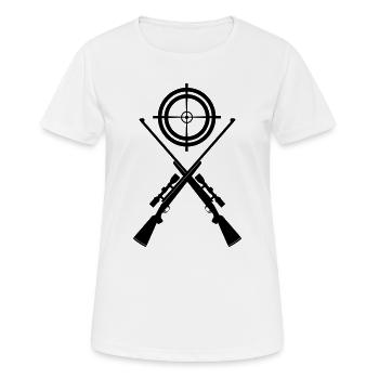 Two crossed shotguns with visor - Women's Breathable T-Shirt - white - Front - AI Model Female 172 dark (172cm)