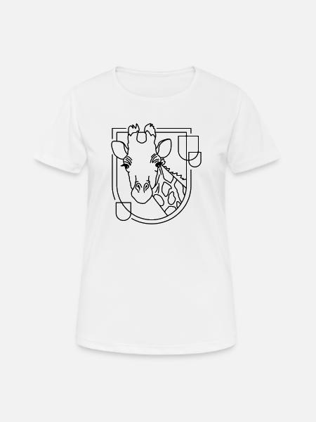Giraffe in Geometric Shape - Line Art Design - Women's Breathable T-Shirt - white