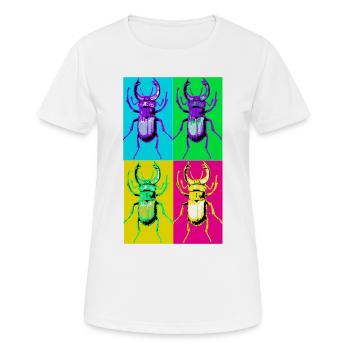 Coléoptère Pop Quadri - T-shirt respirant Femme - blanc - Devant - AI Model Female 172 dark (172cm)