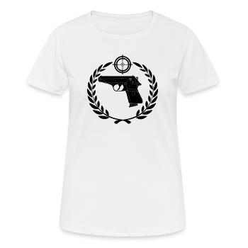 Pistol logo walther - Women's Breathable T-Shirt - white - Front - AI Model Female 172 dark (172cm)