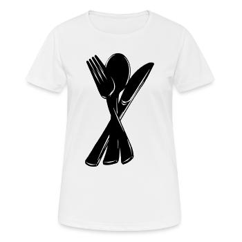 Knife fork and spoon - Women's Breathable T-Shirt - white - Front - AI Model Female 172 dark (172cm)