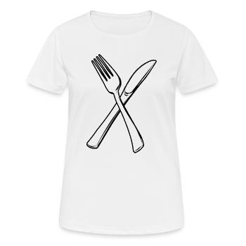 Couteau et fourchette transparents - T-shirt respirant Femme - blanc - Devant - AI Model Female 172 dark (172cm)
