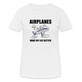Flugzeuge - Frauen T-Shirt atmungsaktiv - Weiß - Vorne - AI Model Female 172 dark (172cm)