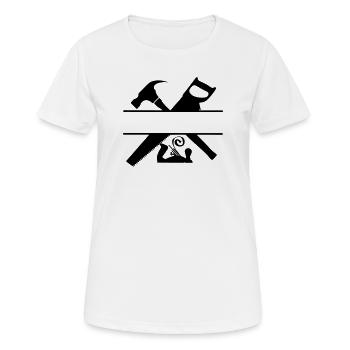 Scie à marteau et raboteuse logo de charpentier - T-shirt respirant Femme - blanc - Devant - AI Model Female 172 dark (172cm)