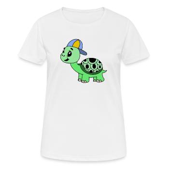 Kuschelige Schildkröte mit Cap - Frauen T-Shirt atmungsaktiv - Weiß - Vorne - AI Model Female 172 dark (172cm)