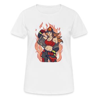 Retter Löscharbeit Feuer Lebensretter Feuerwehr - Frauen T-Shirt atmungsaktiv - Weiß - Vorne - AI Model Female 172 dark (172cm)