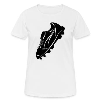 Fußballschuh transparente Schattenfigur - Frauen T-Shirt atmungsaktiv - Weiß - Vorne - AI Model Female 172 dark (172cm)