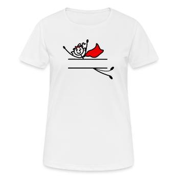 Fliegende Heldin und Strahl zwischen ihnen - Frauen T-Shirt atmungsaktiv - Weiß - Vorne - AI Model Female 172 dark (172cm)
