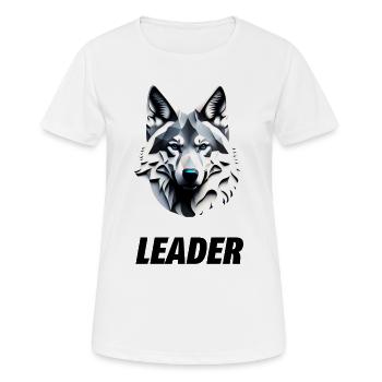 Wolfskopf mit Leader Schriftzug - Frauen T-Shirt atmungsaktiv - Weiß - Vorne - AI Model Female 172 dark (172cm)