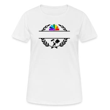 Farbfächerdeck in Lorbeerkranz mit Pinselroller - Frauen T-Shirt atmungsaktiv - Weiß - Vorne - AI Model Female 172 dark (172cm)
