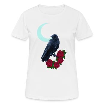 kolkrabe, Rosenblüte, Mondsichel, goth, Vögel - Frauen T-Shirt atmungsaktiv - Weiß - Vorne - AI Model Female 172 dark (172cm)