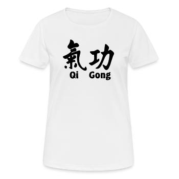 QI gong script avec texte horizontal - T-shirt respirant Femme - blanc - Devant - AI Model Female 172 dark (172cm)