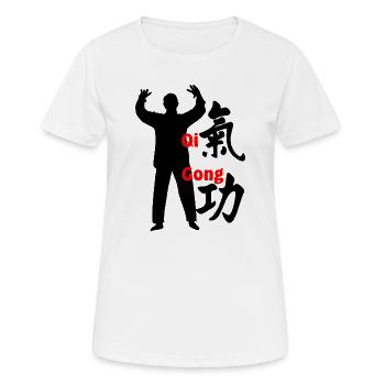 001 Kung Fu Qi Gong - T-shirt respirant Femme - blanc - Devant - AI Model Female 172 dark (172cm)
