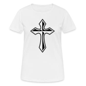 Image d’ombre transparente croisée - T-shirt respirant Femme - blanc - Devant - AI Model Female 172 dark (172cm)