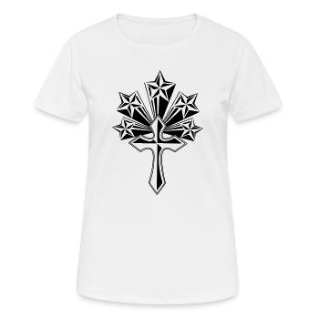 Croix avec cinq étoiles transparentes - T-shirt respirant Femme - blanc - Devant - AI Model Female 172 dark (172cm)