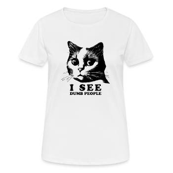 Cat Humor | I See Dumb People - Women's Breathable T-Shirt - white - Front - AI Model Female 172 dark (172cm)