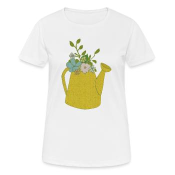 giesskannen gewebe - Frauen T-Shirt atmungsaktiv - Weiß - Vorne - AI Model Female 172 dark (172cm)