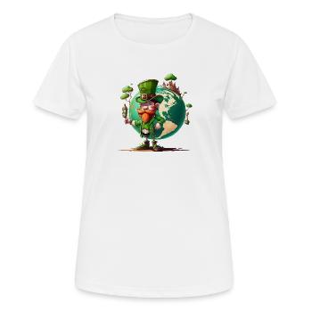 Weltglücks-Leprechaun - Frauen T-Shirt atmungsaktiv - Weiß - Vorne - AI Model Female 172 dark (172cm)