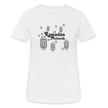 Ramadan Moubarak lumières, astérisques - T-shirt respirant Femme - blanc - Devant - AI Model Female 172 dark (172cm)