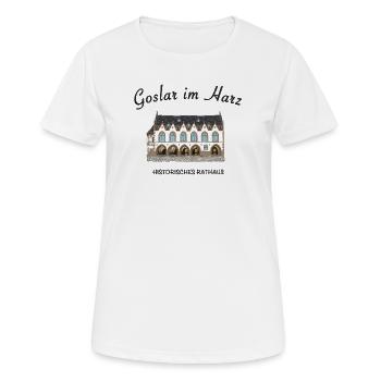 Goslar im Harz, Historisches Rathaus - Frauen T-Shirt atmungsaktiv - Weiß - Vorne - AI Model Female 172 dark (172cm)