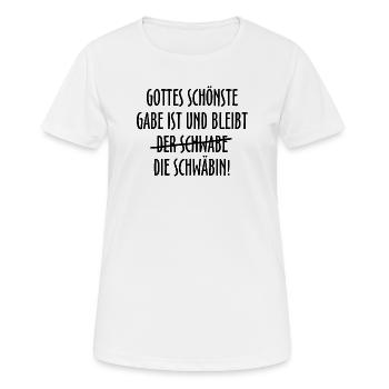 Gottes schönste Gabe ist die Schwäbin (Schwarz) - Frauen T-Shirt atmungsaktiv - Weiß - Vorne - AI Model Female 172 dark (172cm)