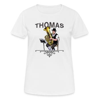 Tubist Volksmusik THOMAS - Frauen T-Shirt atmungsaktiv - Weiß - Vorne - AI Model Female 172 dark (172cm)