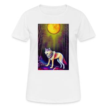 Wolf und Mond - Frauen T-Shirt atmungsaktiv - Weiß - Vorne - AI Model Female 172 dark (172cm)