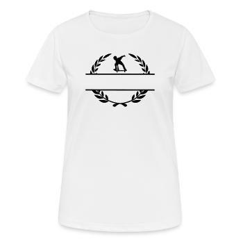 Skateborder Monogramm im Lorbeerkranz - Frauen T-Shirt atmungsaktiv - Weiß - Vorne - AI Model Female 172 dark (172cm)