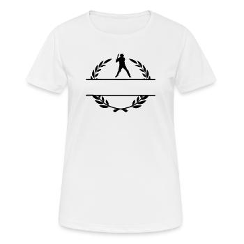 Baseballspieler bereit, Monogramm zu treffen - Frauen T-Shirt atmungsaktiv - Weiß - Vorne - AI Model Female 172 dark (172cm)