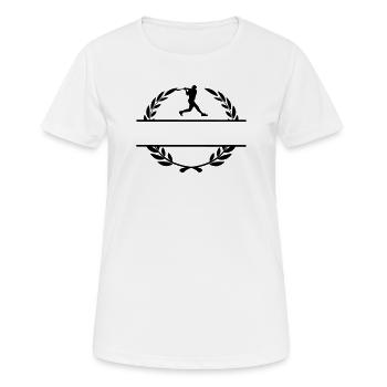 Baseballspieler-Hitter-Monogramm - Frauen T-Shirt atmungsaktiv - Weiß - Vorne - AI Model Female 172 dark (172cm)