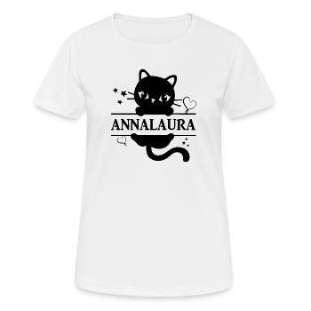 Name T-Shirt Annalaura T-Shirt Katze Geschenkidee - Frauen T-Shirt atmungsaktiv - Weiß - Vorne - AI Model Female 172 dark (172cm)
