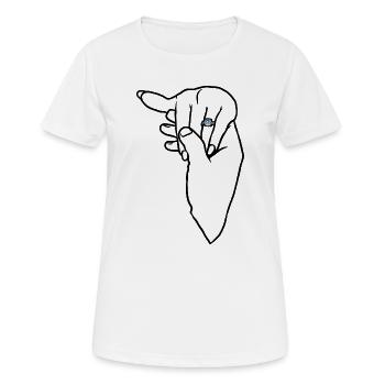 Verlobungs-Ehering-Hand - Frauen T-Shirt atmungsaktiv - Weiß - Vorne - AI Model Female 172 dark (172cm)