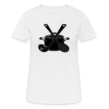 Cuillère à soupe à la poêle et cuillère à fente foncée - T-shirt respirant Femme - blanc - Devant - AI Model Female 172 dark (172cm)
