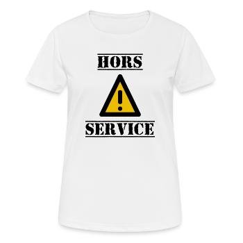 PANNEAU. DANGER. HORS SERVICE. HUMOUR. DRÔLE - T-shirt respirant Femme - blanc - Devant - AI Model Female 172 dark (172cm)