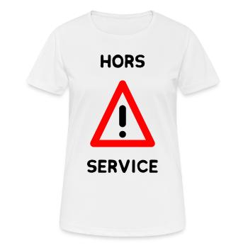 HORS SERVICE. PANNEAU. DANGER. HUMOUR. DRÔLE - T-shirt respirant Femme - blanc - Devant - AI Model Female 172 dark (172cm)