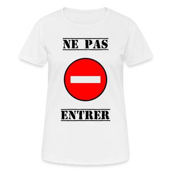 INTERDIT. DO NOT ENTER. PANNEAU. DANGER - T-shirt respirant Femme - blanc - Devant - AI Model Female 172 dark (172cm)