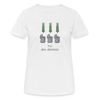 Tri des déchets - T-shirt respirant Femme - blanc - Devant - AI Model Female 172 dark (172cm)