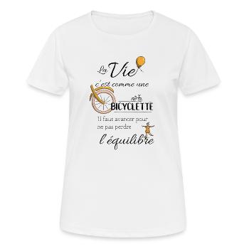 Equilibre et bicyclette - T-shirt respirant Femme - blanc - Devant - AI Model Female 172 dark (172cm)