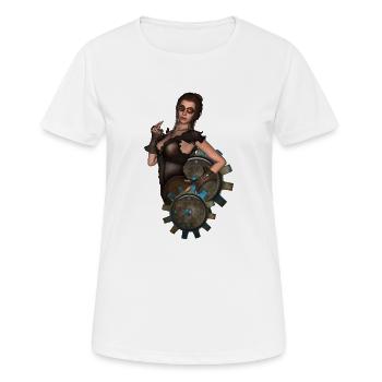 Die Dame des Steampunk - Frauen T-Shirt atmungsaktiv - Weiß - Vorne - AI Model Female 172 dark (172cm)