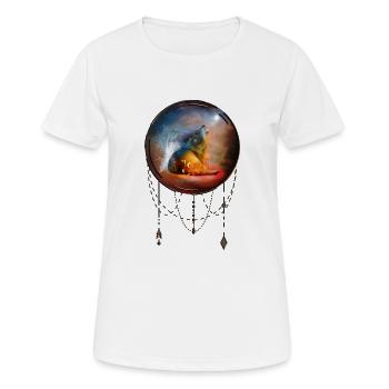 La majesté des loups avec le feu et l’eau - T-shirt respirant Femme - blanc - Devant - AI Model Female 172 dark (172cm)