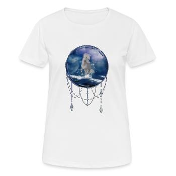 La majesté des loups avec le feu et l’eau - T-shirt respirant Femme - blanc - Devant - AI Model Female 172 dark (172cm)