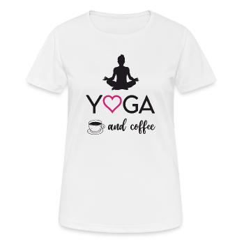 Yoga et café - T-shirt respirant Femme - blanc - Devant - AI Model Female 172 dark (172cm)