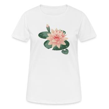 Fleur de nénuphars avec bourgeon dans l’étang de nénuphars - T-shirt respirant Femme - blanc - Devant - AI Model Female 172 dark (172cm)